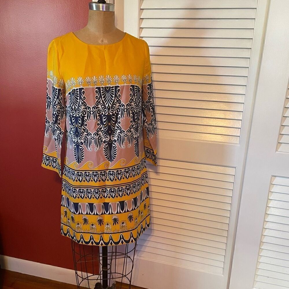 J CREW | mustard gold long sleeve pullover dress 0
